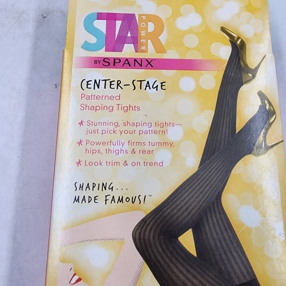 Star Power by Spanx Ribbed Row Shaping Tights Women's A (95-125 lbs.) Black
